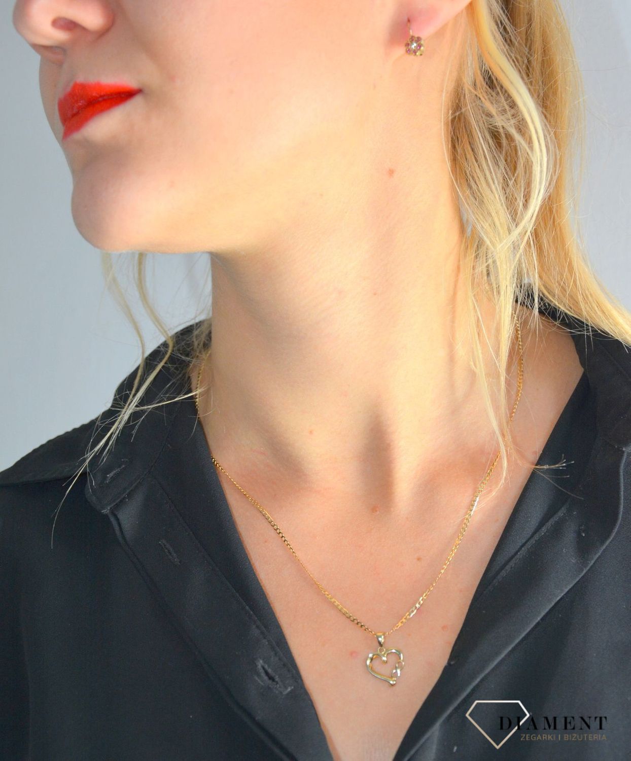 Złota zawieszka serce ze znakiem nieskończoności ZA 2851B-585.jpg